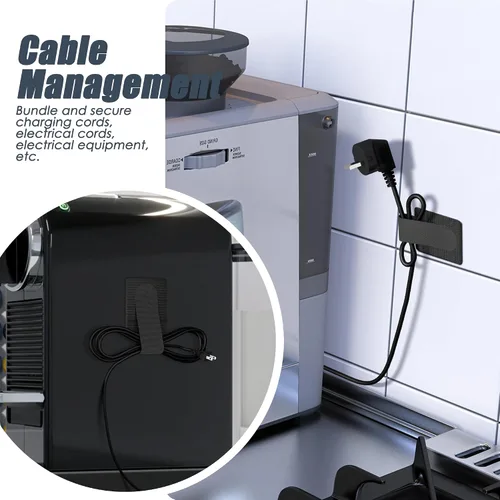 Vista 5 de Organizador de cables para electrodomésticos, organizador de cables adhesivo grande de escritorio para pequeños electrodomésticos de cocina, fuerte