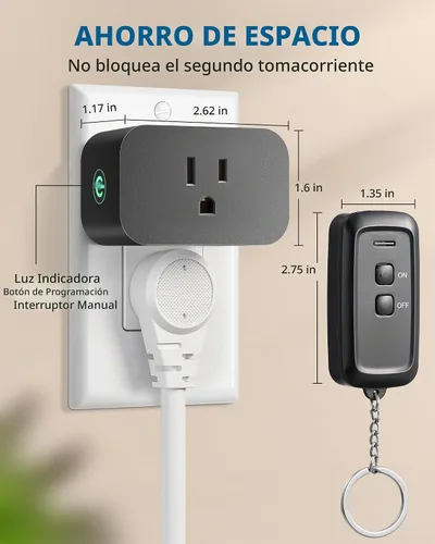 Vista 5 de DEWENWILS Toma de corriente con control remoto para interiores, interruptor de luz remoto inalámbrico para luces de Navidad, interruptor de toma