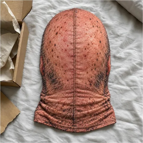Vista 5 de Máscara de esquí de anciano, pasamontañas, máscara facial realista 3D b01