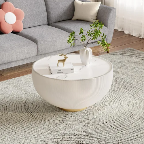 Vista 20 de Mesa de centro moderna, mesa de té central circular de 15.75 pulgadas, mesa de cóctel, mesas de centro redondas cilíndricas para sala de estar