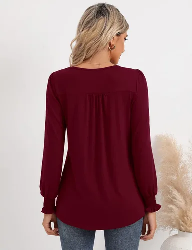 Vista 5 de LOMON Blusas de verano para mujer, de manga corta, estilo bohemio, bordado, informal, de algodón