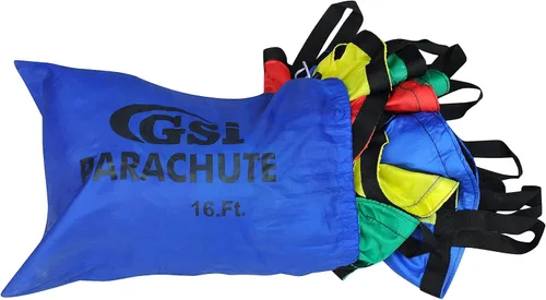 Vista 7 de GSi Paracaídas de juego para niños, paracaídas arcoíris, juego de tienda de campaña para niños, para gimnasia, juego cooperativo y actividades