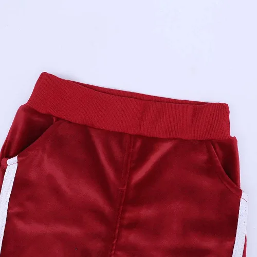 Vista 5 de MYGBCPJS Conjunto deportivo de 2 piezas de sudadera de terciopelo para niña pequeña
