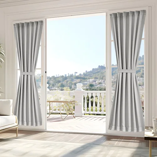 Vista 90 de Vatge Cortinas laterales autoadhesivas para puertas de cristal, sin taladro, extraíble, panel de filtrado de luz, 1 panel, 12 pulgadas de ancho x 60