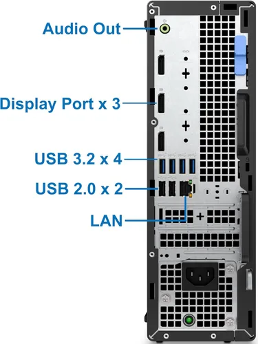 Vista 3 de Dell 7010 Plus Optiplex SFF Computadora de sobremesa, Intel i7-13700, 64 GB de RAM, SSD PCIe NVMe de 2 TB, DisplayPort, HDMI, Wi-Fi, Bluetooth, USB