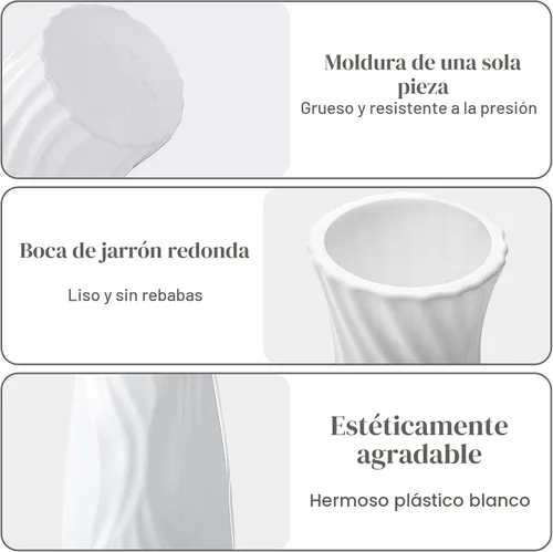 Vista 3 de SOUJOY Paquete de 10 jarrones de plástico compuesto, jarrón floral cónico blanco para decoración del hogar, pequeños jarrones irrompibles