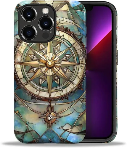 Vista 16 de ZHEGAILIAN Funda para iPhone 11, carcasa dura a prueba de golpes + silicona suave 2 en 1 híbrida, parachoques a prueba de caídas - Vidrio manchado