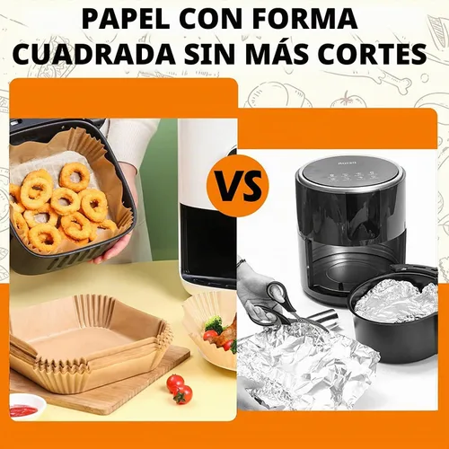 Vista 4 de Mini forros para freidora de aire CHEFMAN de 2 cuartos de galón, forros de papel desechables para freidora de aire pequeña cuadrada de 5.5 pulgadas