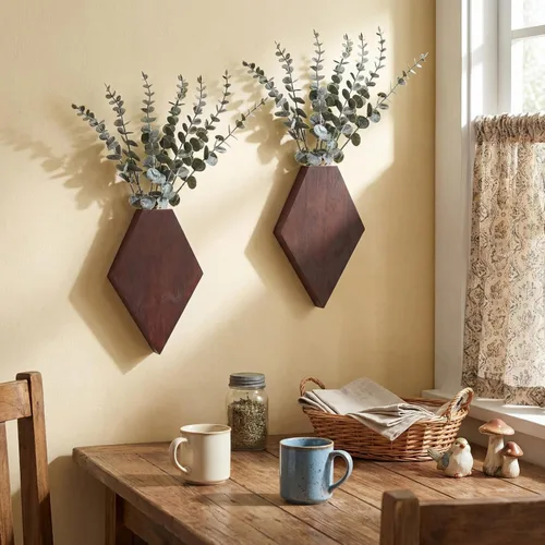 Vista 14 de Chunful - Juego de 2 macetas de madera para pared, color negro, 7.1 x 4.7 x 1.2 pulgadas