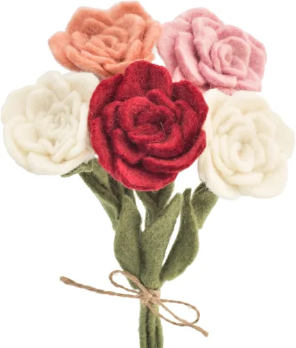 Vista 11 de Glaciart One Ramo de flores artificiales de fieltro, 6 piezas, reutilizables, lavables y listas para aceites esenciales, flores artificiales