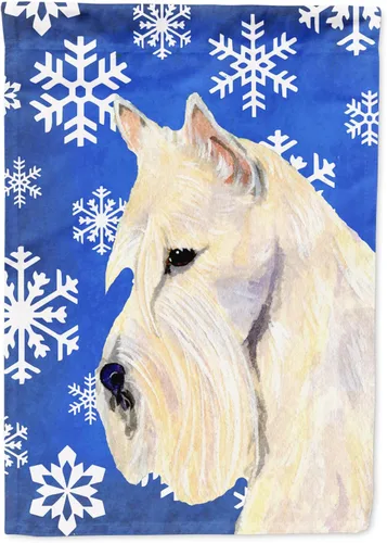 Vista 317 de Caroline's Treasures SC9374GF Bulldog English Snow flakes Holiday Garden Flag Buzón Bandera decorativa para patio exterior, patio, obras de arte