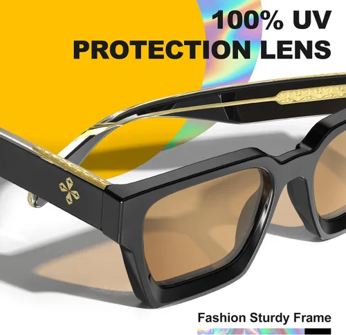 Vista 66 de VISOONE Moda 100% UV400 Protección Rectángulo TR90 Y2K Gafas de sol Accesorios para Mujeres Hombres RIVER, Transparente/Gris Rosa
