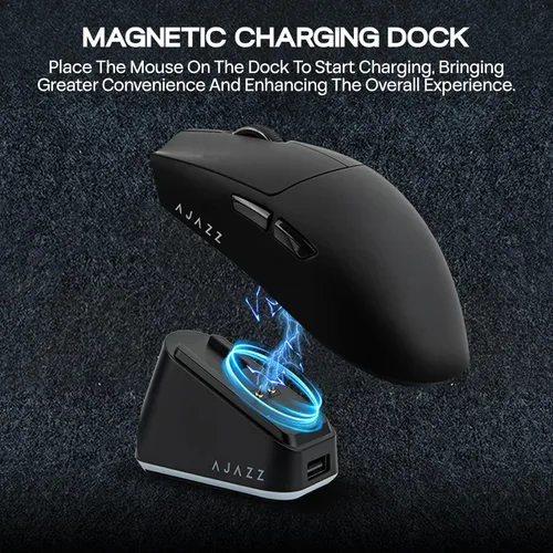 Vista 4 de MechLands AJAZZ AJ139P V3 MC Mouse inalámbrico con base de carga, 3 modos de mouse para juegos con batería de 800 mAh, 24,000 DPI ajustable, sensor
