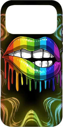 Vista 22 de Rainbow Lip Drip Lesbiana Gay Pride Bisexual Transgénero LGBT Funda para iPhone 17