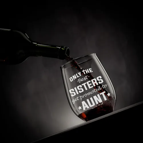 Vista 4 de Only The Best Sisters Get Promoted to Aunt Copa de vino sin tallo con anuncio de embarazo (tía)
