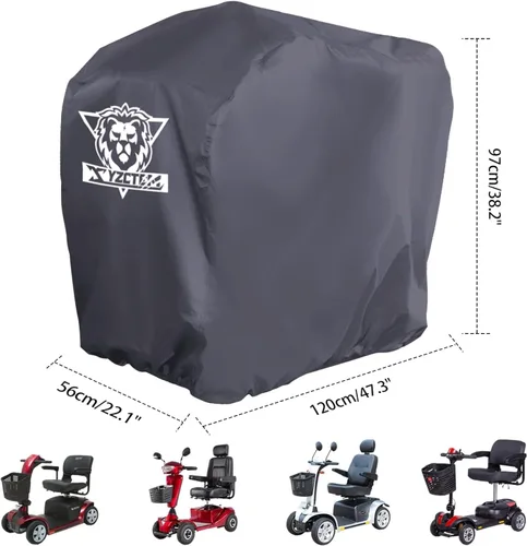 Vista 7 de XYZCTEM Funda de Almacenamiento para Scooter de Movilidad, Poliéster Oxford 420D Resistente de Servicio Pesado, Impermeable, Duradera, Resistente a