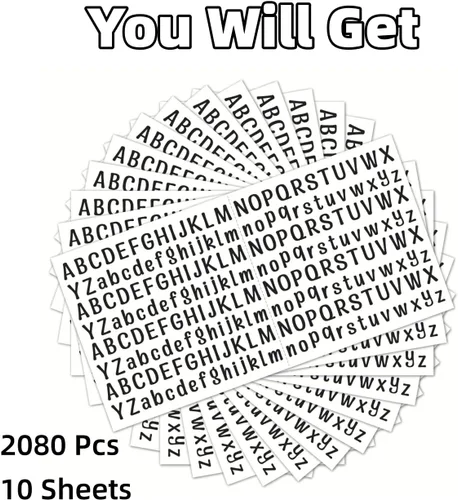 Vista 3 de 2080 piezas de 10 hojas de calcomanías de letras, autoadhesivas, de vinilo, impermeables, buzones, ventanas, puertas, letreros, dirección, empresa
