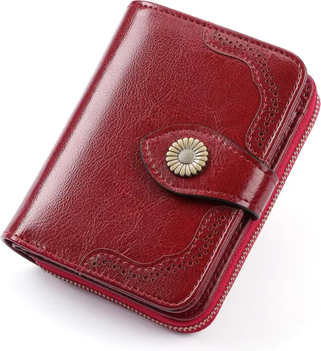 Vista 8 de SENDEFN Carteras pequeñas para mujer, con bloqueo RFID, de cuero, plegable, tarjetero con ventana de identificación