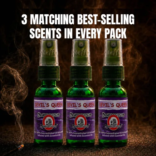 Vista 3 de Blunteffects Blunt Effects - Ambientador 100% concentrado para coche/hogar Oder Neutralizing Spray (paquete de 3) [Elige el aroma] (Devil's Queen)