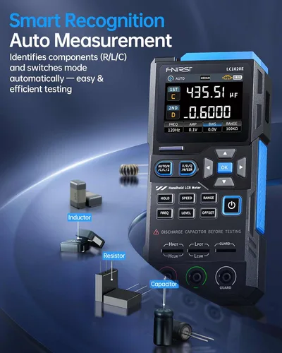 Vista 3 de FNIRSI LC1020E 100kHz LCR Meter, 19,999 Counts Resistor Inductor Capacitor Tester, Auto Component Detect, Measures ESR/Q/D/θ/X, 2.8” Color TFT, Dual