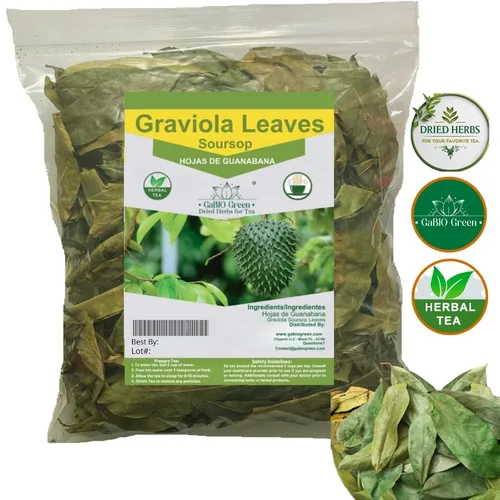 Vista 6 de Guanábana Graviola hojas Premium (+60 tazas) +180 hojas aprox, Big Bag, Hojas de guanabana, té Guanábana, Hierbas secas enteras,. (3 oz)+180 hojas