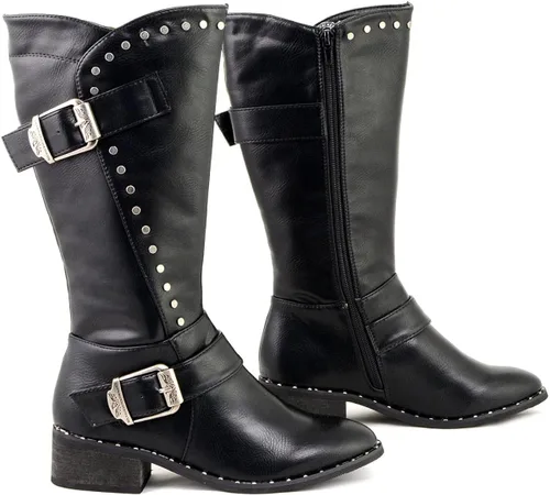 Vista 9 de Milwaukee Leather MBL9423 Botas con tachuelas negras para mujer