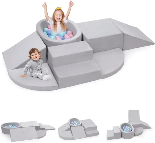 Vista 13 de Rinnebbit Bloques de escalada de espuma para niños pequeños, juego de 5 piezas para escalar túneles y gatear, juego de actividades en interiores