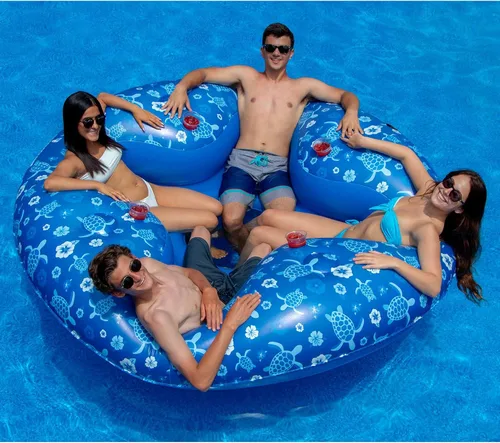 Vista 3 de Swimline Tumbona tropical para 4 personas, color azul