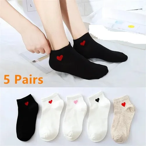 Vista 2 de TRENIS 5 pares de calcetines de mujer de algodón corto primavera verano transpirable casual tobillo