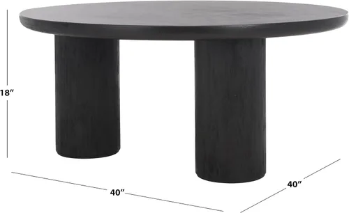 Vista 2 de SAFAVIEH Furniture Mork - Mesa de centro redonda de 3 patas, color negro, madera maciza, diseño moderno de trípode, ideal para sala de estar, sala