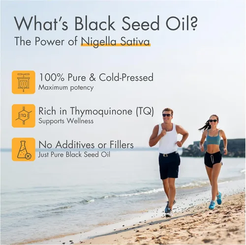 Vista 2 de adalin Gotas Líquidas de Aceite de Semilla de Comino Negro 1.67 fl oz Aceite de Semilla de Nigella Sativa Alto Contenido de Timoquinona