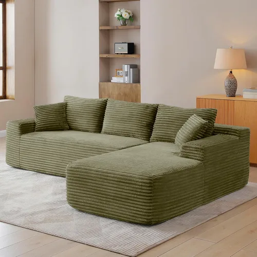 Vista 11 de Sofá deshuesado de 95 pulgadas para sala de estar, sofá modular en forma de Negro+Izquierda