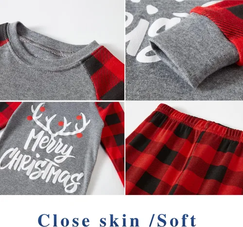 Vista 3 de Babyroom Pijamas de algodón a juego para niñas y niños pequeños, 4 piezas, ropa de dormir de Navidad