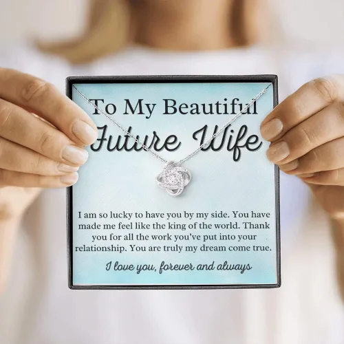 Vista 5 de to My Future Wife Love Knot Necklace - Soulmate Necklaces for Women, Engagement Gift for Girlfriend Soulmate Jewelry Womens Jewelry Gifts Romantic