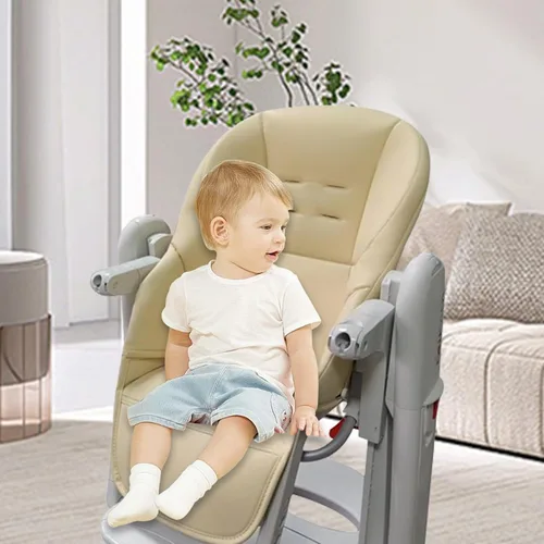 Vista 3 de LAFANDE Fundas para silla alta para bebé, cojín para silla de comedor de bebé, cojín transpirable, piel sintética con asiento acolchado para Peg