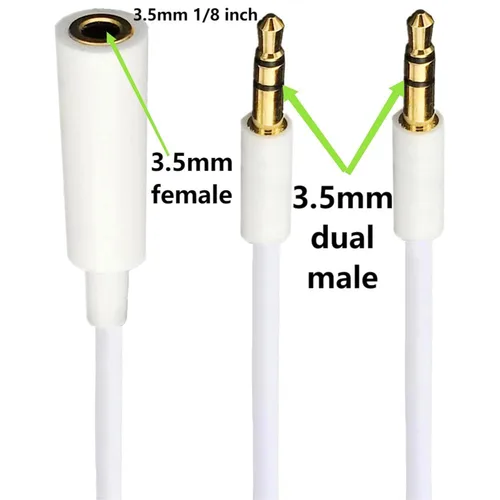 Vista 4 de Divisor Y de Audio para Auriculares de 0.1 in 1Hembra a 2Macho TRS Cable 19.68 in
