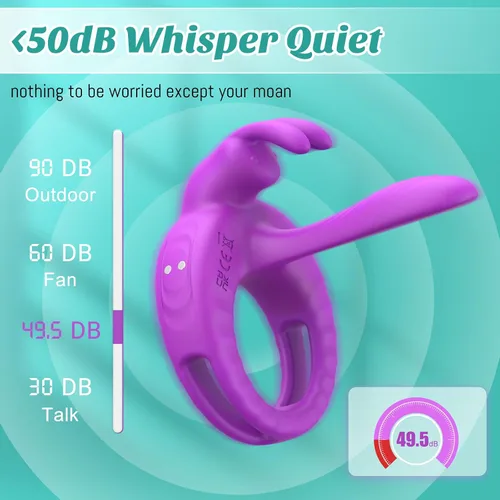 Vista 6 de Anillo vibrador para pene juguetes sexuales para parejas mujeres - Vibrador manga para pene con vibradores de clítoris de conejo, manga de juguete