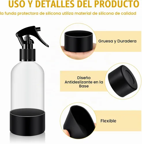 Vista 3 de Zubebe 6 fundas de silicona para botella de spray de vidrio, bota inferior