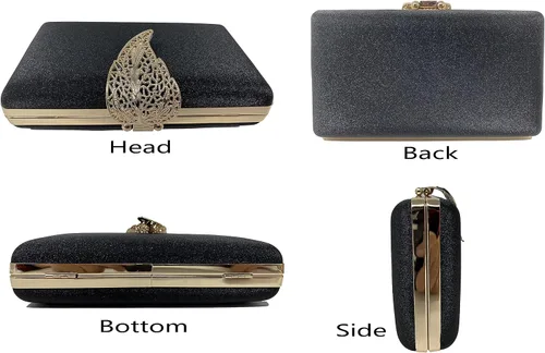 Vista 4 de Cirilla Bolso de noche de la PU de las mujeres bolso de embrague Crossbody bolso con hoja estilo flip lock para boda cóctel banquete