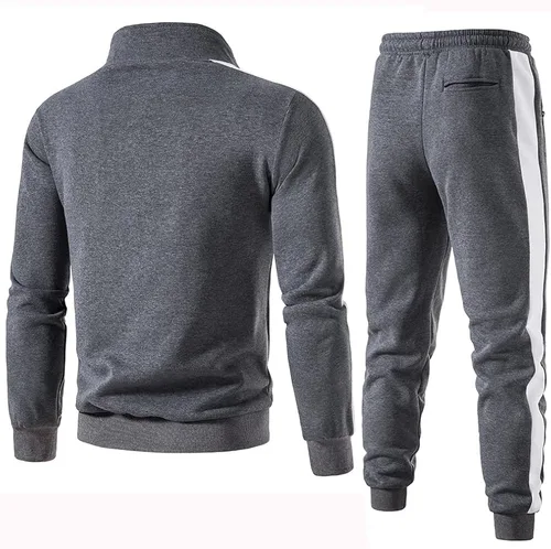 Vista 2 de BORBOON Traje deportivo casual de poliéster con cremallera completa para hombre, traje deportivo de entrenamiento para uso fresco o frío