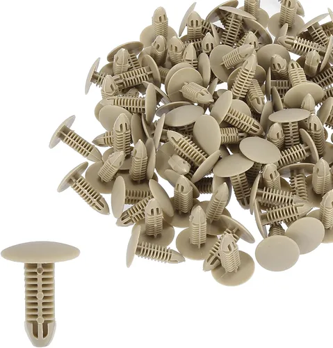 Vista 5 de uxcell 100pcs 0.236 in agujero plástico remaches sujetadores empuje clips caqui para coche