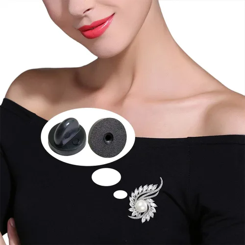 Vista 7 de 100 piezas de pasadores de goma PVC, pasadores de goma para solapa para reemplazar insignias de uniforme (negro)