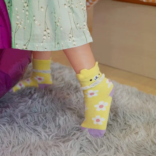 Vista 5 de RATIVE Non Skid Anti Slip Cotton Dress Crew Socks With Grips For Baby Infant Toddler Kids Girls