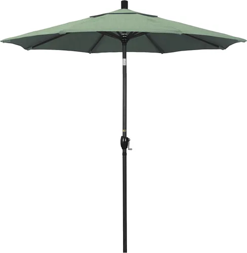 Vista 11 de California Umbrella Sombrilla redonda de aluminio de 7.5 pies, manivela para elevación, botón de inclinación, poste negro, azul marino Pacífica