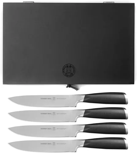 Vista 4 de Schmidt Brothers Heritage - Juego de 4 cuchillos de carne jumbo de acero inoxidable alemán de alto carbono