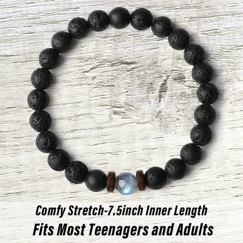 Vista 7 de Regalos de Navidad para niños, hombres, amor, fuerza, pulsera de piedras preciosas naturales para hijo, nieto, papá, novio, marido, hermano