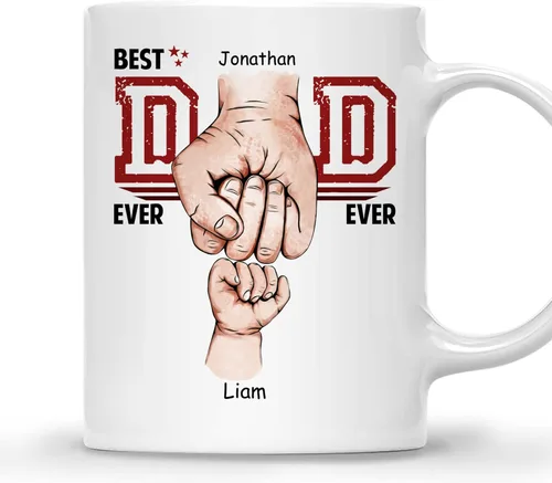 Vista 17 de Gossby Taza personalizada de café para papá, el mejor papá (2 niños en el hombro de papá), regalo personalizado de 11 onzas y 15 onzas para papá, 2