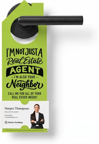 Vista 11 de Market Dwellings Perchas de puerta de bienes raíces para agentes – "I'm Not Just a Real Estate Agent, I'm Also Your Neighbor" – Perchas de puerta