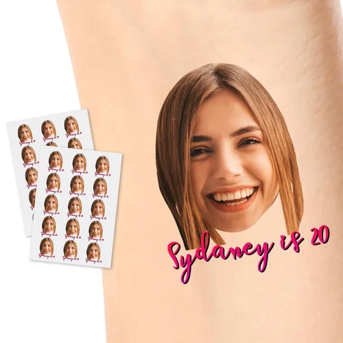Vista 14 de Tatuajes temporales personalizados, tatuajes de flores de nacimiento personalizados para cumpleaños, boda, despedida de soltera, 1 juego de 15
