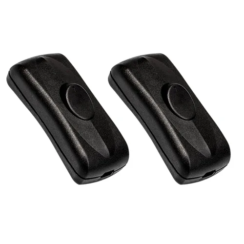 Vista 10 de Helunsi 2 Piezas Interruptor en Línea, Interruptor Negro de Cable para Electrodomésticos, Botón ON OFF para Lámpara, Clasificado 10A 250V, Control